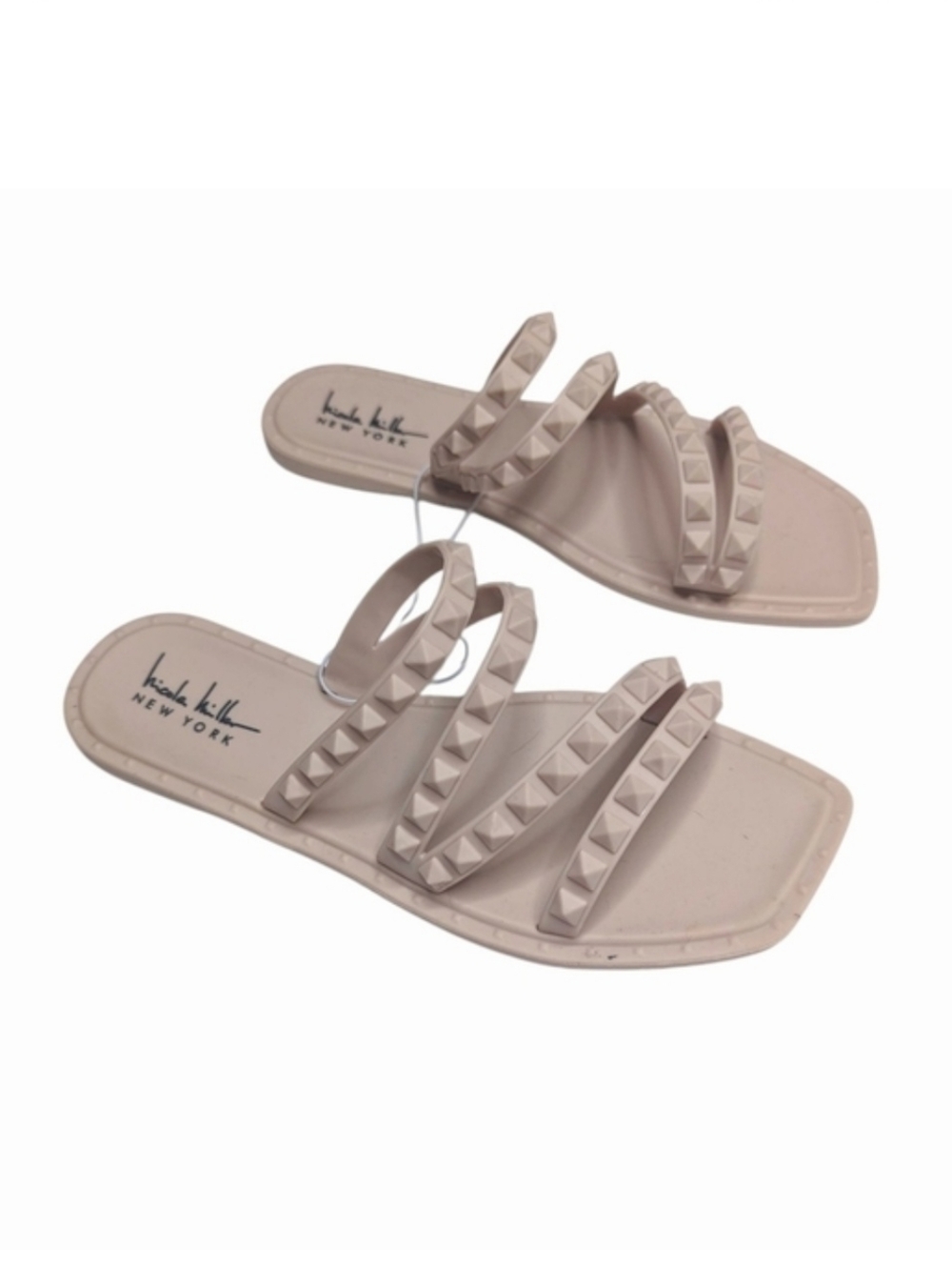 NICOLE MILLER Grecia Eva Nude Strappy Slip On Sandal Sz 7